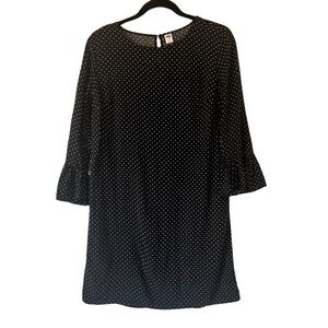 Old Navy Dress Mini Black White Shift Polka Dot Ruffle Sleeves Girly Small